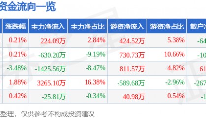 股票行情快报：大东方（600327）6月17日主力资金净买入224.09万元
