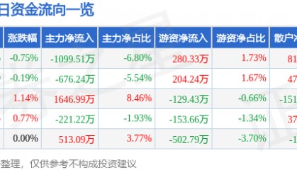 股票行情快报：皖维高新（600063）8月13日主力资金净卖出1099.51万元