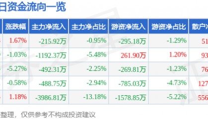 股票行情快报：银河电子（002519）7月21日主力资金净卖出215.92万元