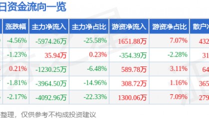 股票行情快报：莱美药业（300006）8月27日主力资金净卖出5974.26万元