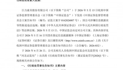 巨力索具，收到高额罚单
